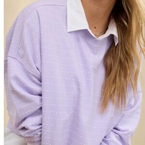 NWT Aerie Women's Feminine Purple Poka Dot Take it Easy Sweater Size XXS-M